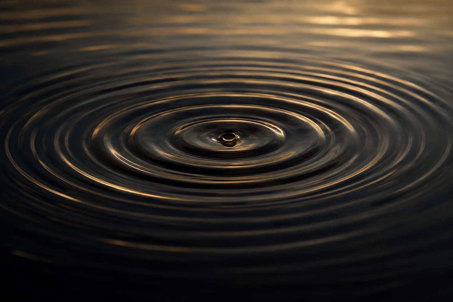 Ripples spreading outward across the surface of still water.